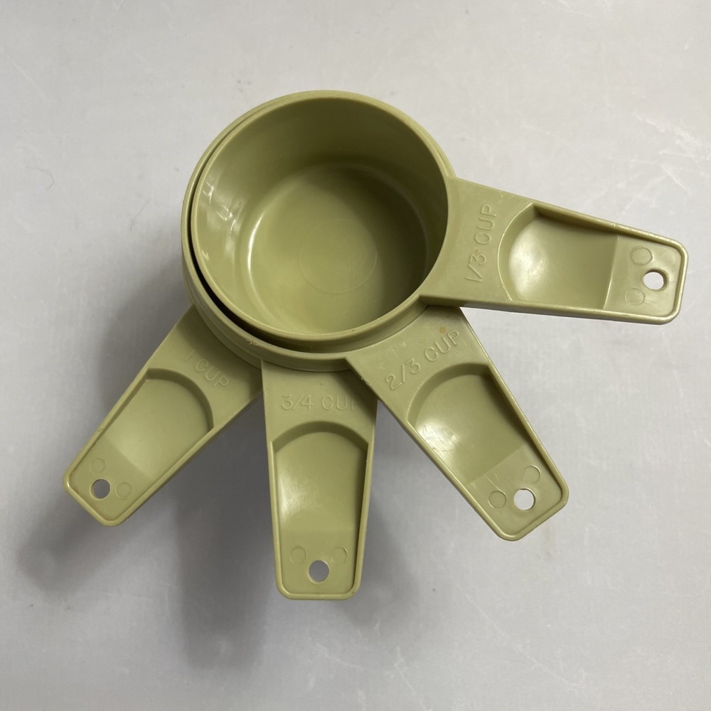 Vintage Tupperware Measuring Cups Avocado Green Set Of 4